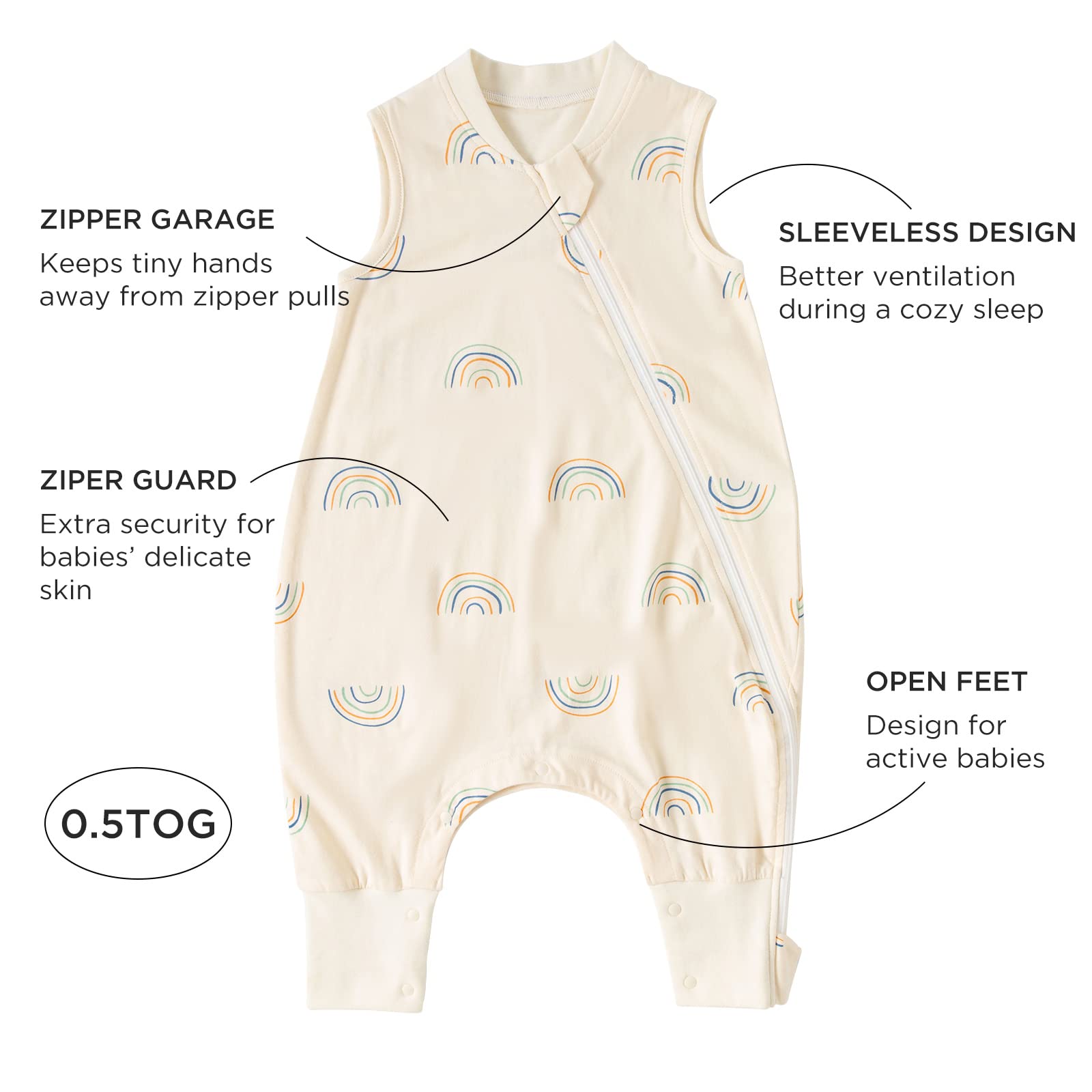 Duomiaomiao toddler wearing sleep bag demonstrates comfortable, snug fit for bedtime.