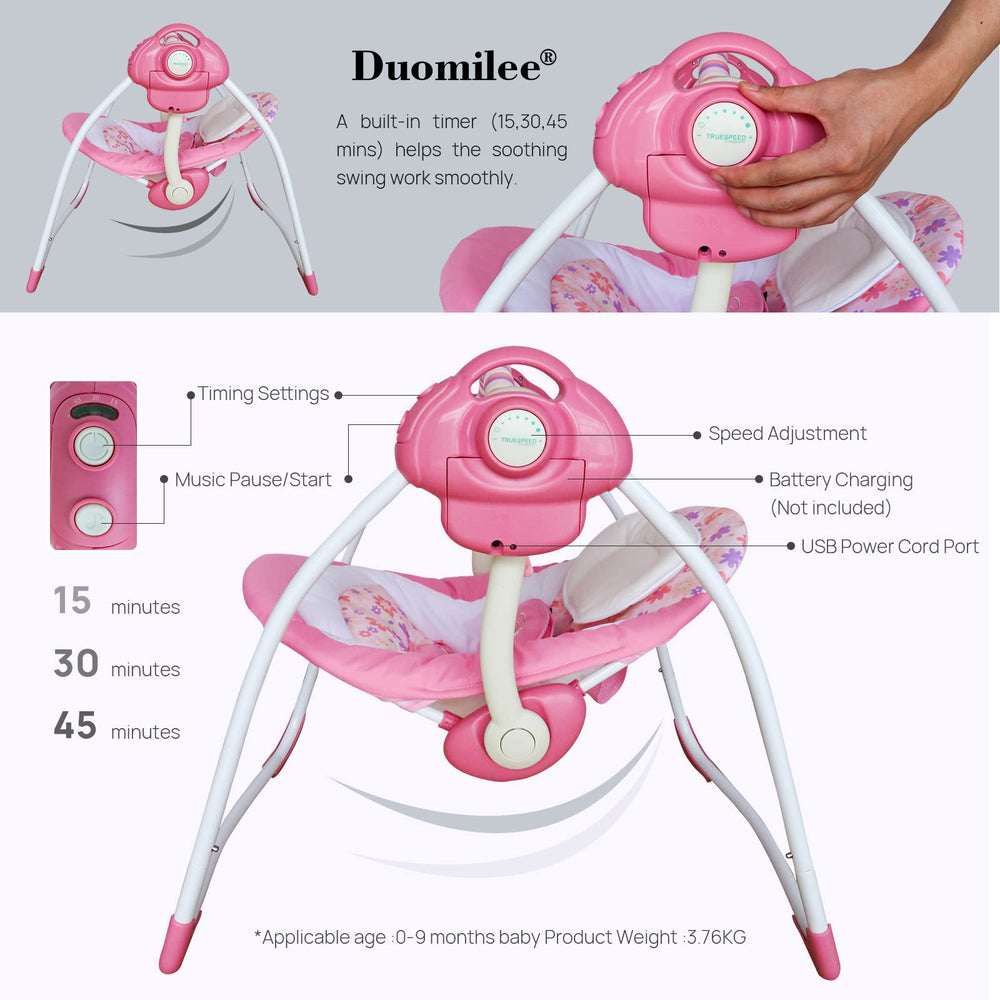 Duomilee swing powered by USB or batteries for flexible use