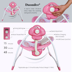 Duomilee swing powered by USB or batteries for flexible use