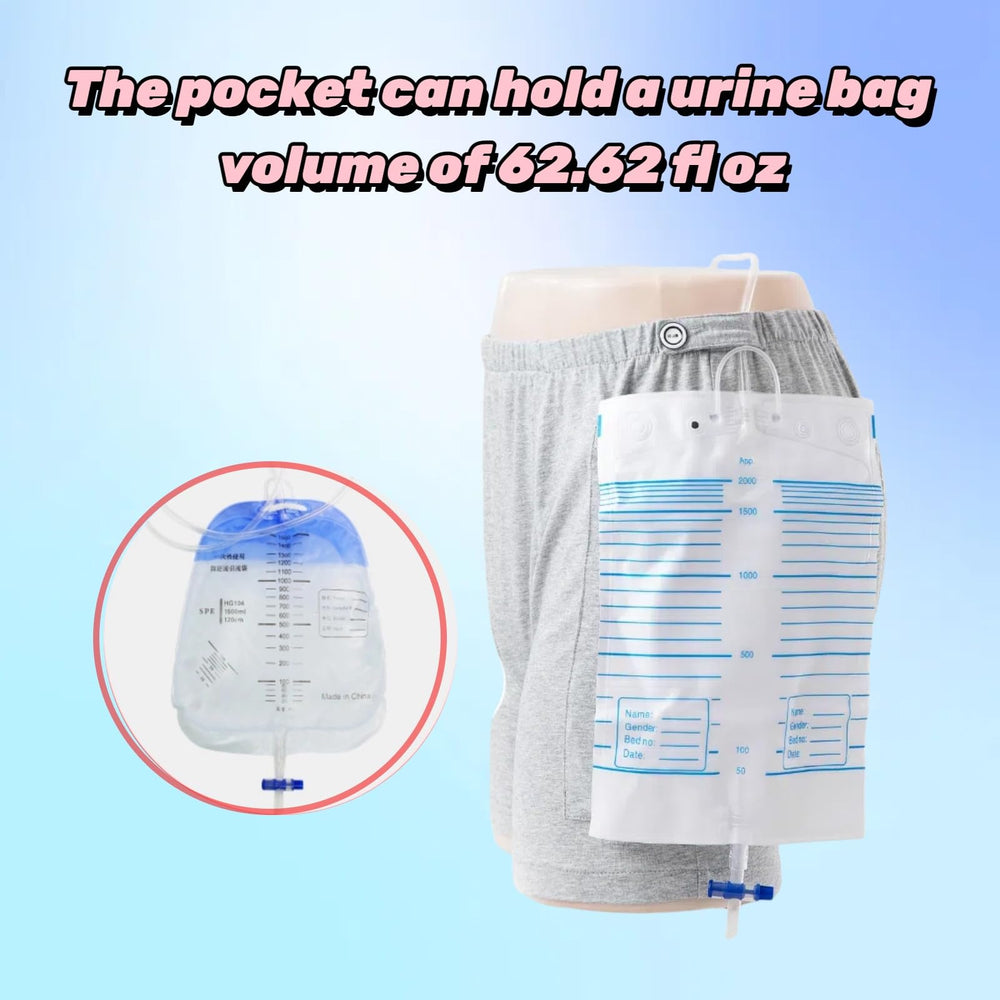 DURASIKO pants feature a catheter drainage port under the pocket for quick access.