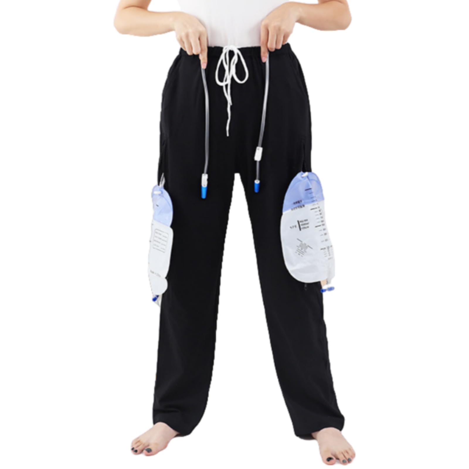 DURASIKO urine bag pants showing double pockets for secure, discreet handling