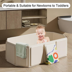DUSHARKFUN collapsible baby bathtub growing with a toddler during bath time