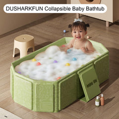 DUSHARKFUN baby bathtub unfolds quickly for easy bath time.