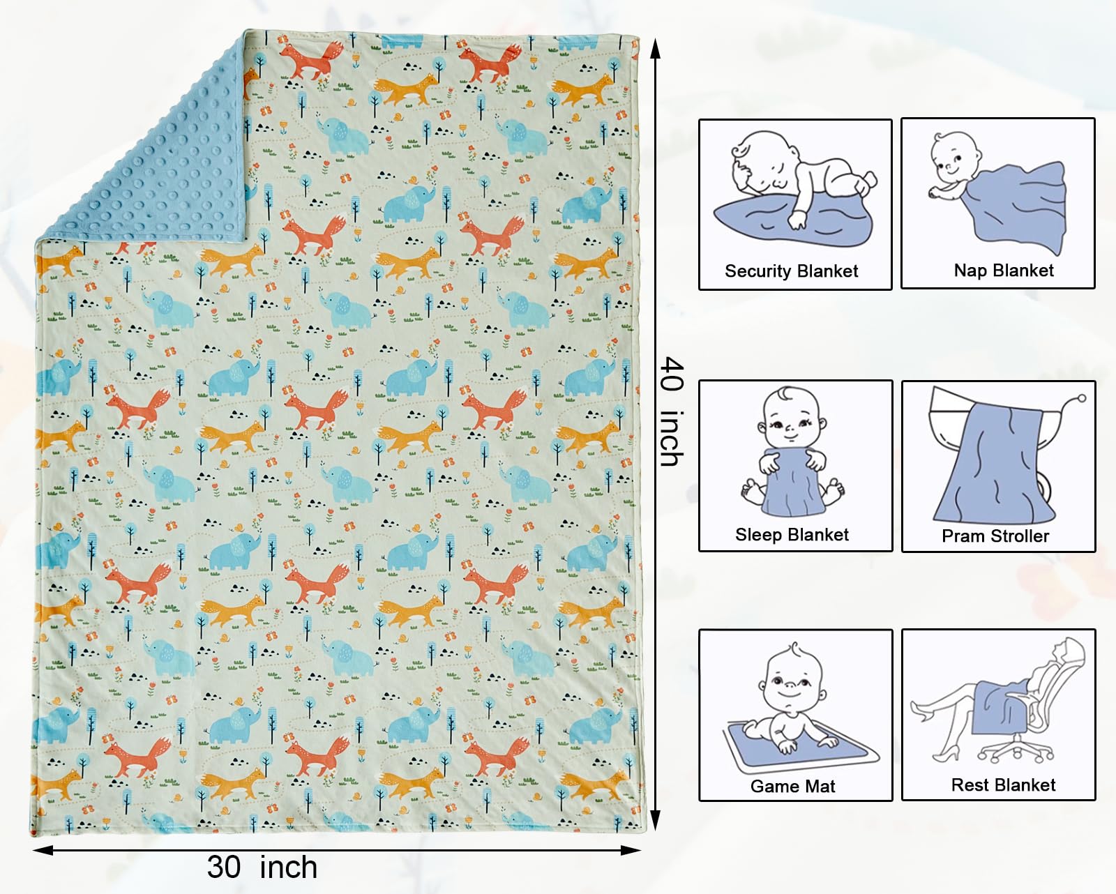 DuShow Animals blanket back dotted pattern adds soft texture for cozy moments.