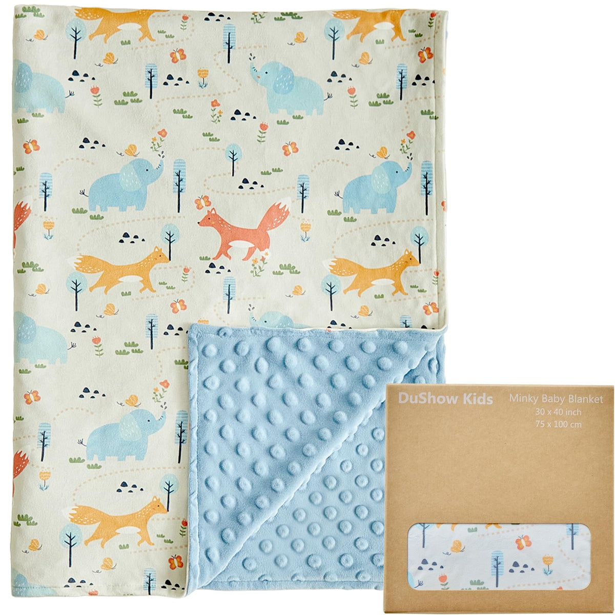 DuShow Animals blanket front design with playful animals for cozy nursery vibe.