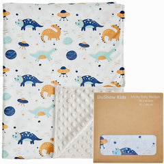 DuShow dinosaur blanket front view with dino design, perfect for cozy nurseries.