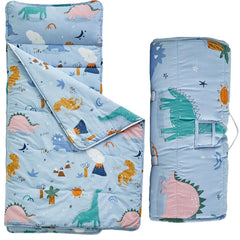 DuShow dinosaur nap mat roll-up with carry handle for daycare use