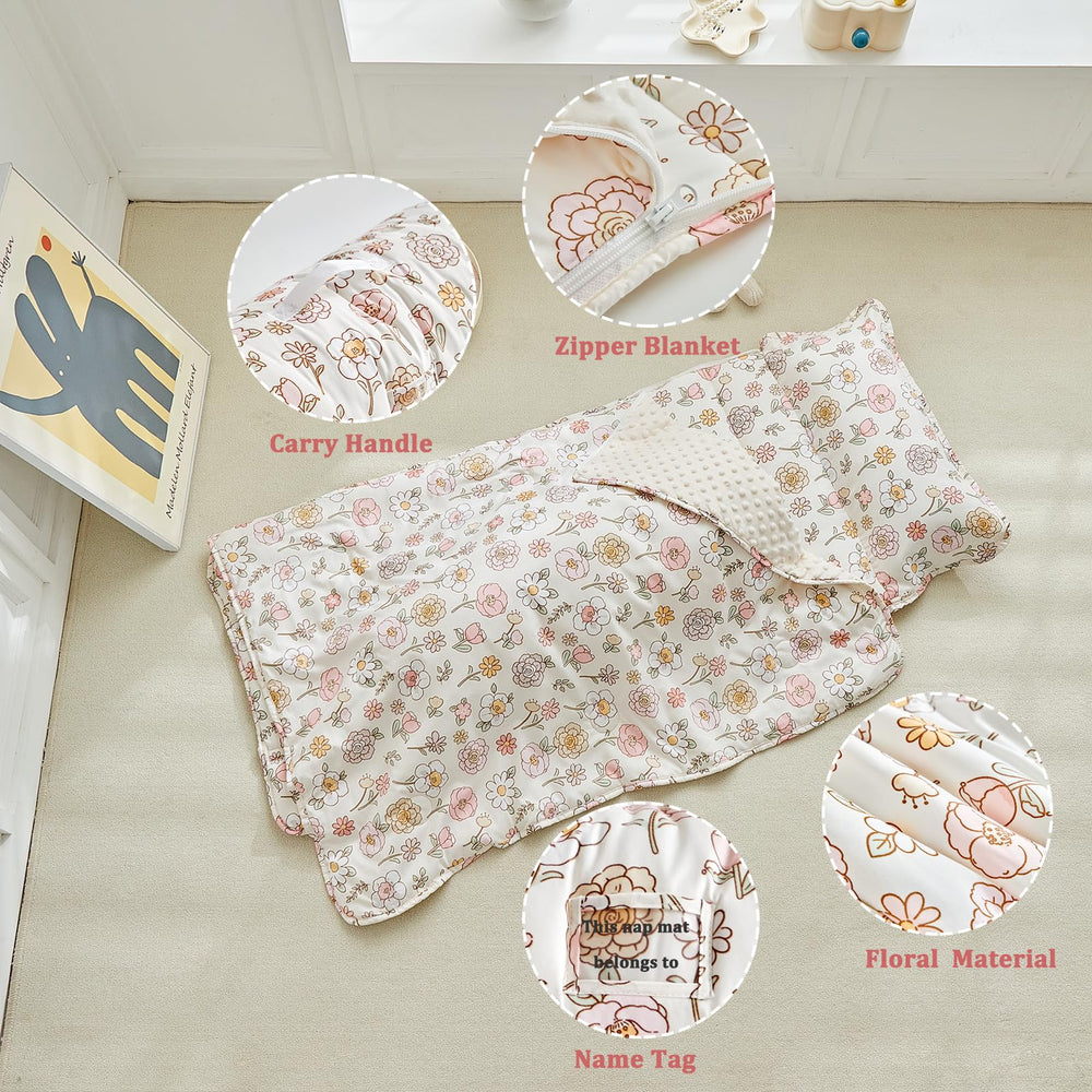 DuShow floral nap mat with carry handle for easy transport