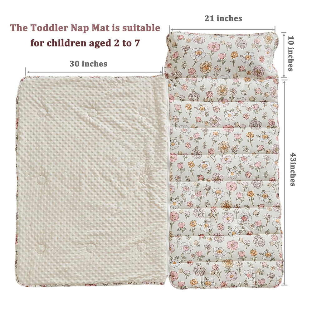 DuShow floral nap mat with detachable blanket for versatile warmth and washing