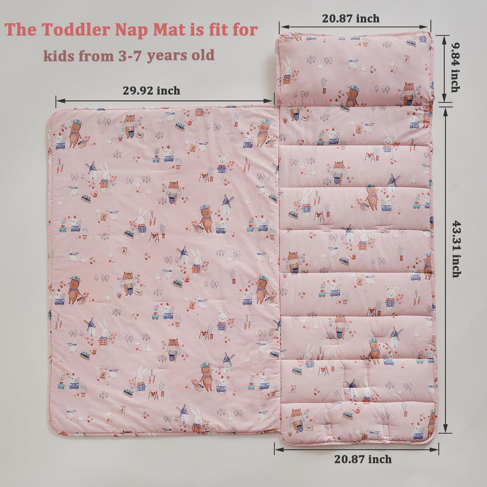 DuShow pink nap mat with removable pillow for versatile nap time