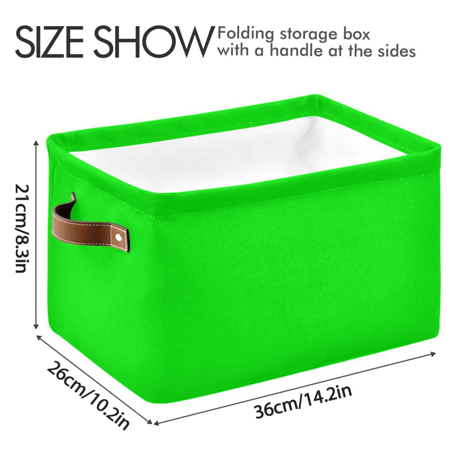 Dussdil neon lime storage basket with handles ready for transport.