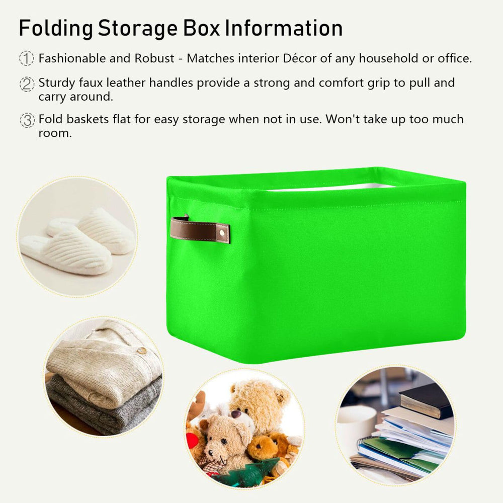 Dussdil neon lime storage basket used for organizing books and crafts.