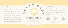 Dusty Baby Powder with aloe vera and tea tree oil for soothing comfort.