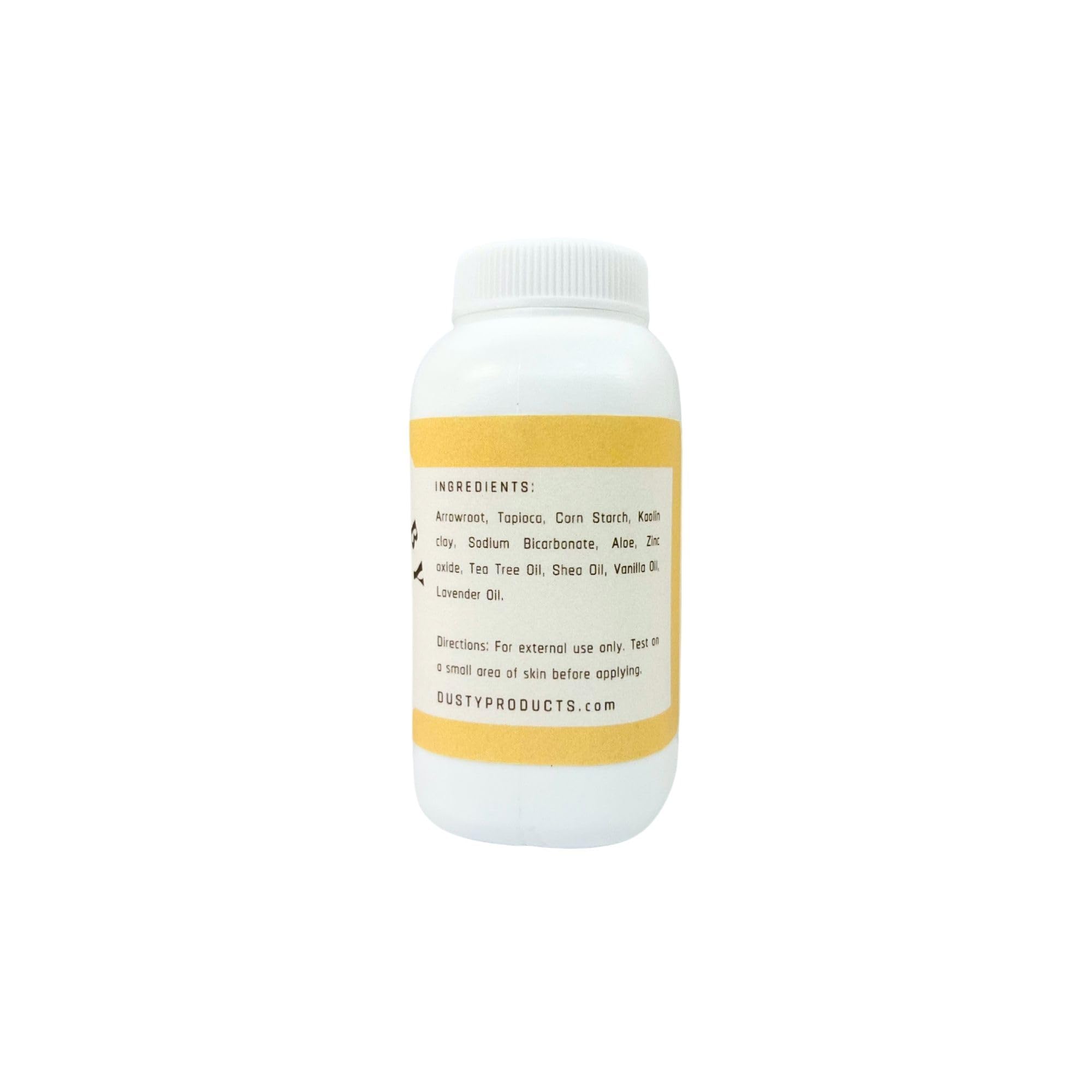Dusty Baby Powder zinc oxide barrier protecting against chafing.