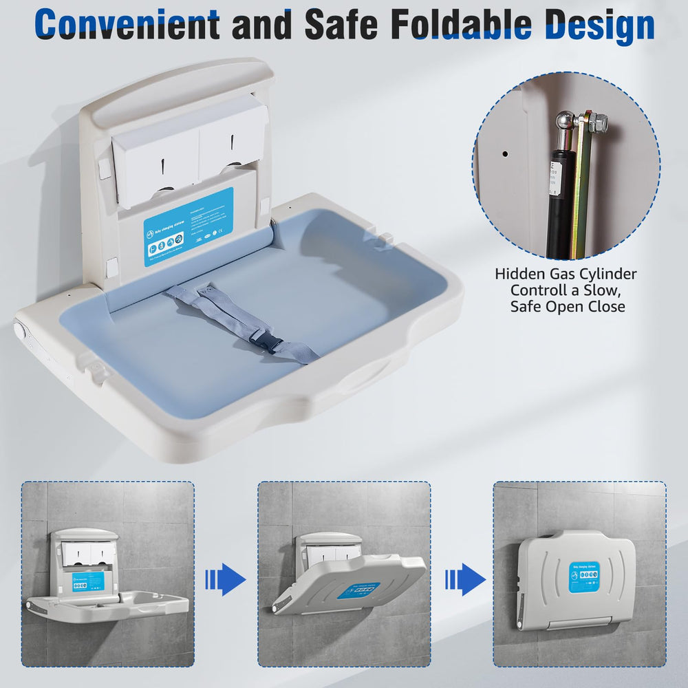 DutyWorks smooth HDPE surface cleans easily for quick diaper changes.