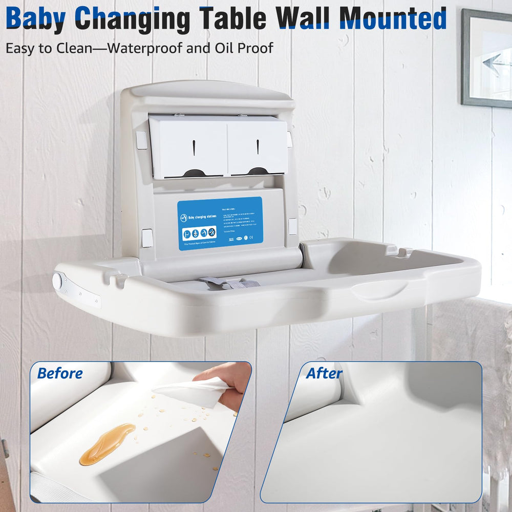 DutyWorks storage boxes and hooks keep diapers and wipes within reach.