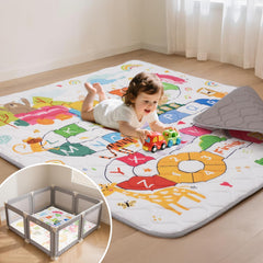 Duwenem baby play mat 50x50 inch with cushioned surface for safe crawling.