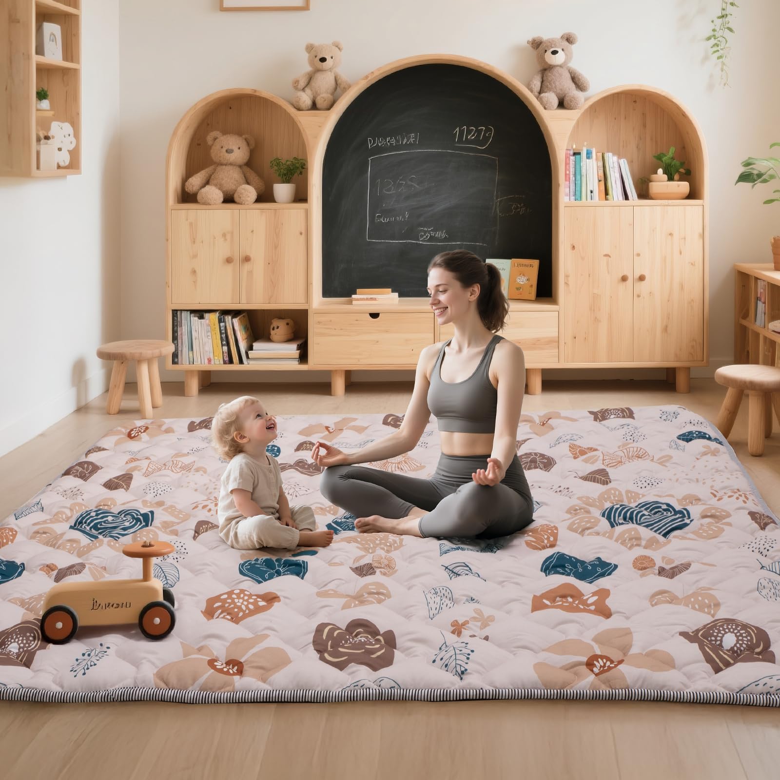 Duwenem baby play mat supports crawling movement and early steps.