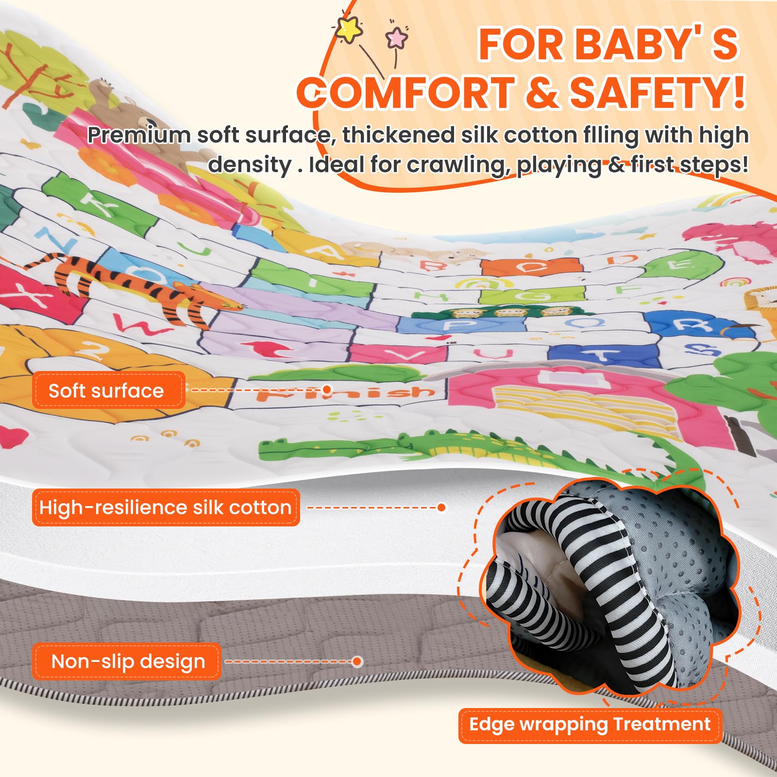 Duwenem baby play mat foldable design enables easy storage