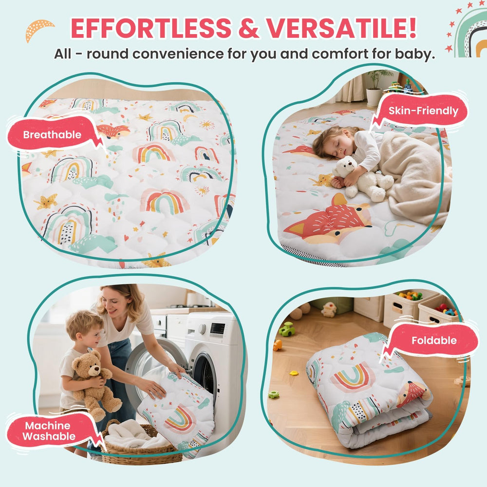 Duwenem Rainbow Fox design adds playful style to nursery decor.