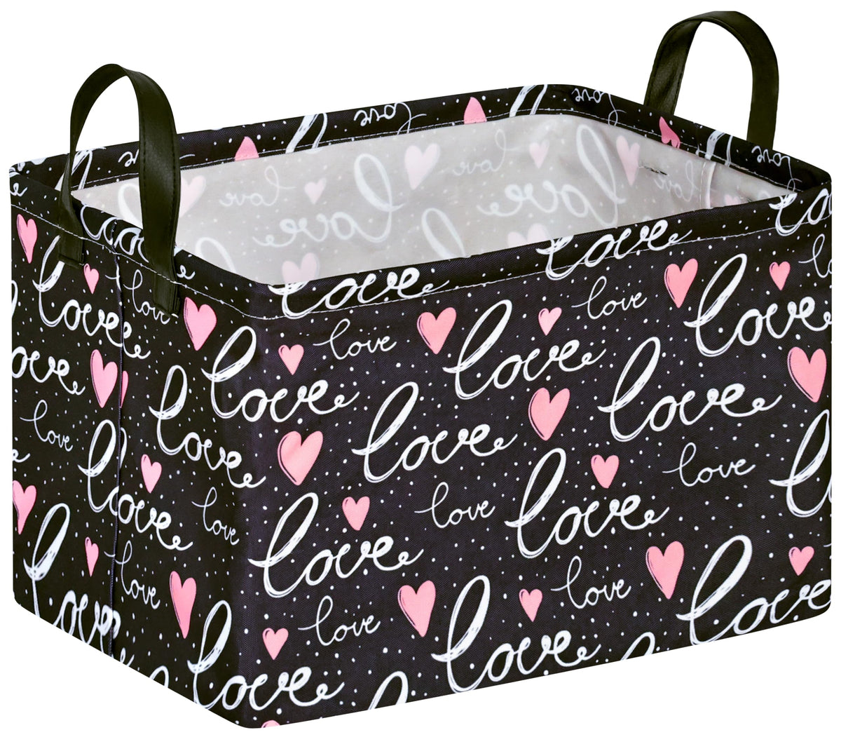 DUYIY rectangle basket with handle in black, ideal for easy portability