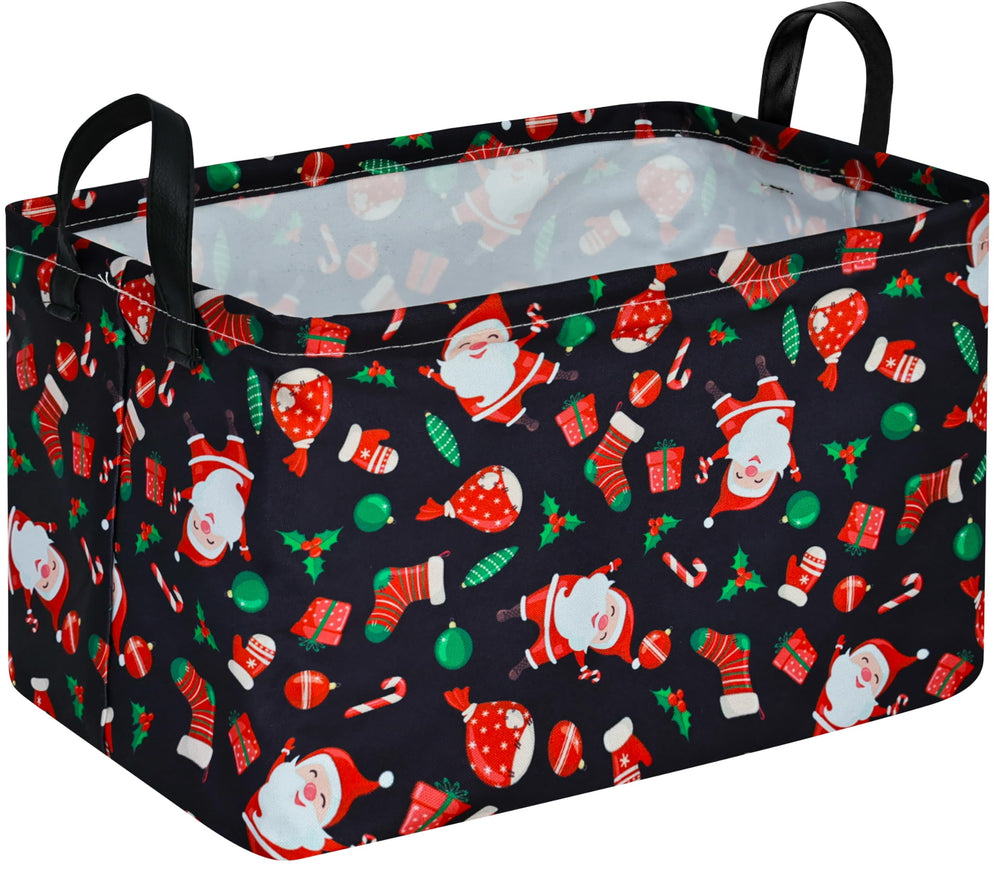 DUYIY rectangle Christmas gift basket front view, sturdy storage for gifts and essentials.
