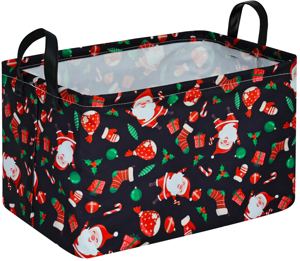 DUYIY rectangle Christmas gift basket front view, sturdy storage for gifts and essentials.