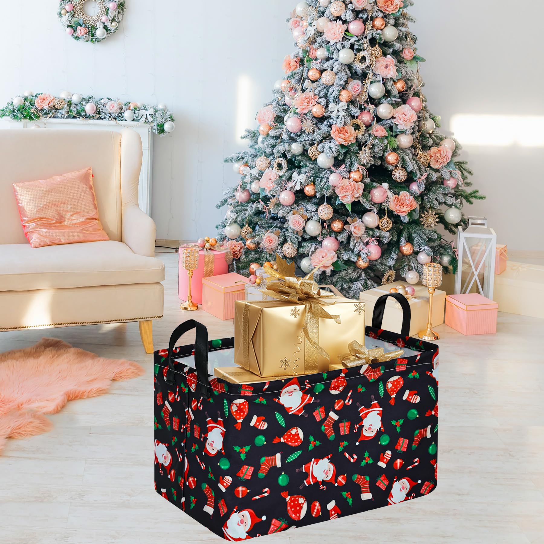 DUYIY rectangle Christmas gift basket kitchen-pantry, organizes items neatly.