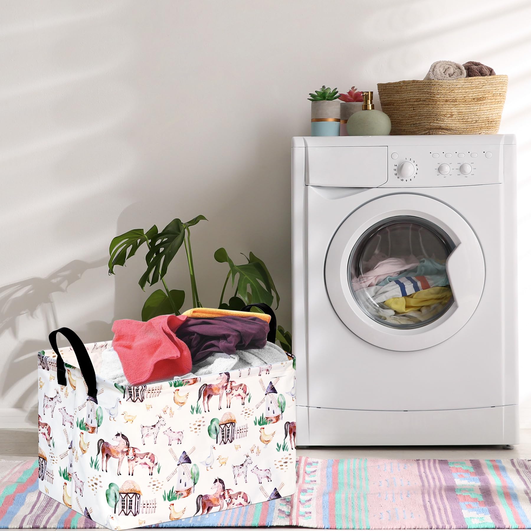 DUYIY rectangle windmill basket in nursery demonstrates versatile organization for toys and clothes.