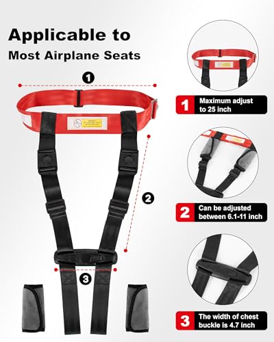 Duythy harness seat compatibility adapts to most airplane seats.