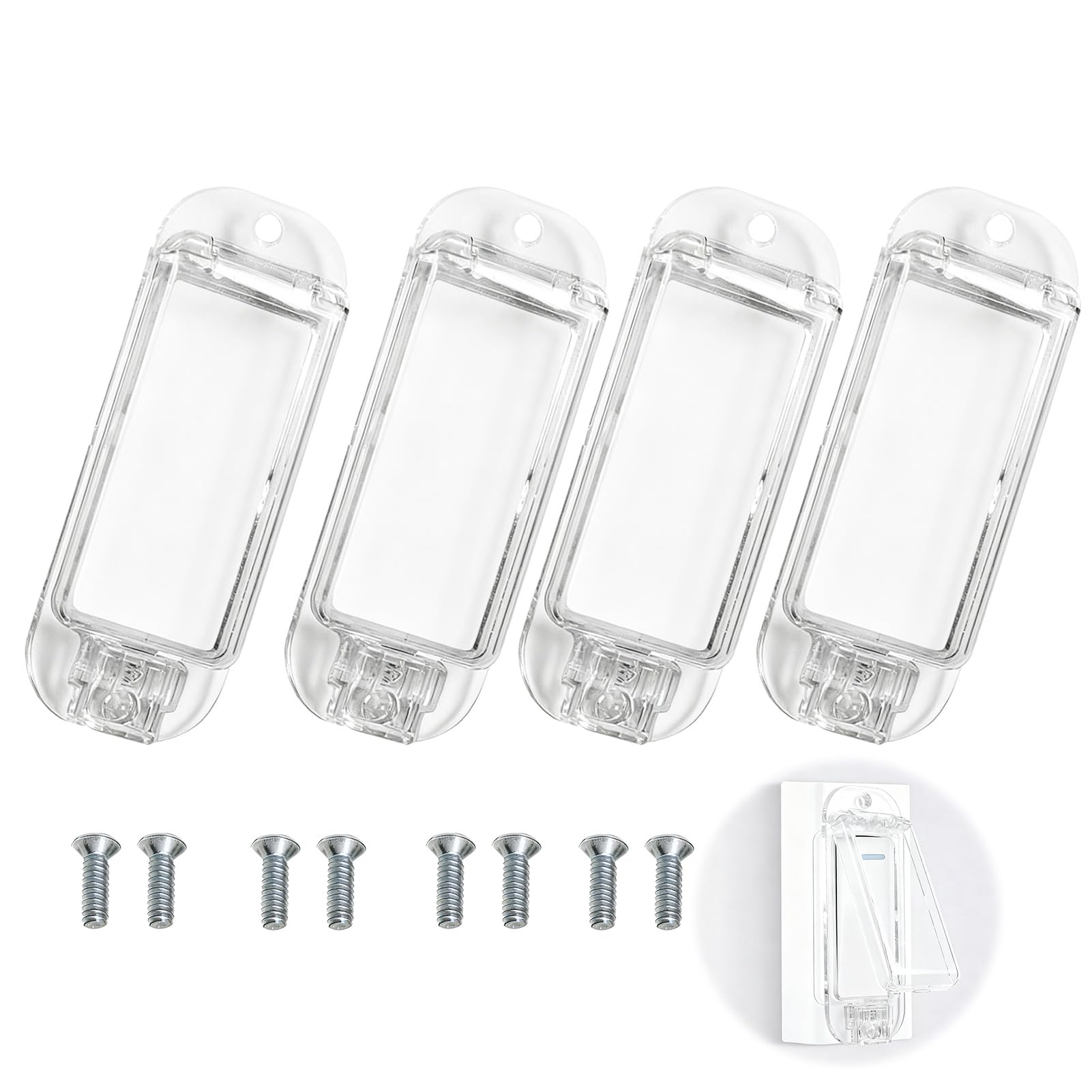 Dvvsav light switch guard pack – transparent design blends with decor while guarding switches.
