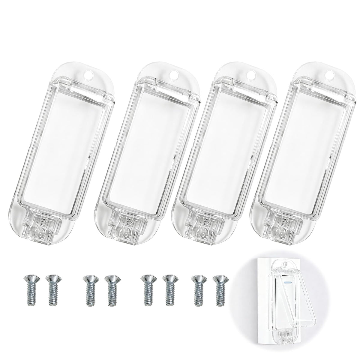 Dvvsav light switch guard pack – transparent design blends with decor while guarding switches.
