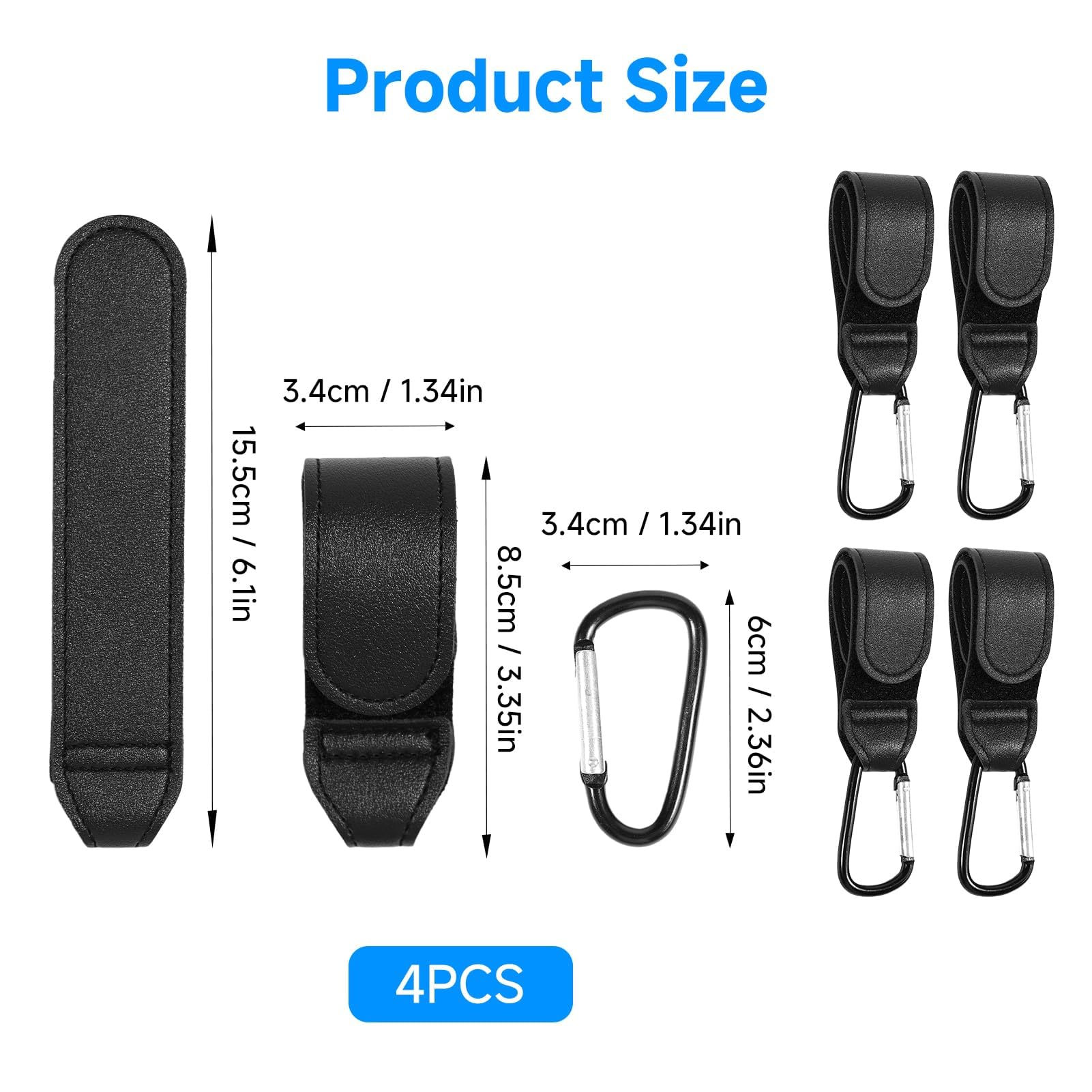 Dvvsav black carabiner hook fits Uppababy, Babyzen Yoyo, and more.