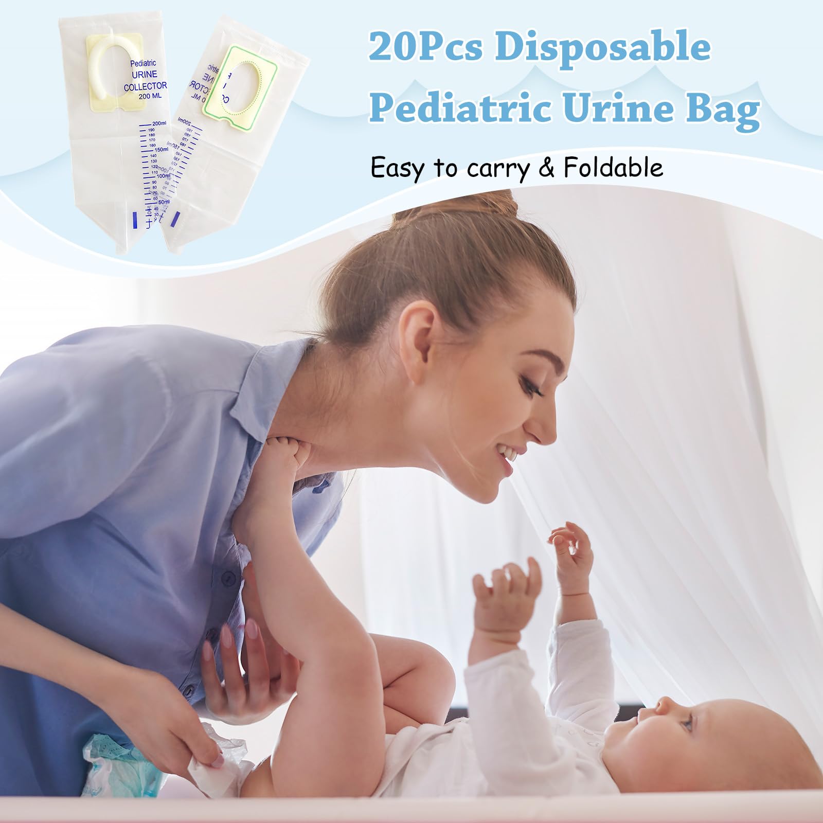 DWCHECK 200ml urine bag with clear scale for easy observation