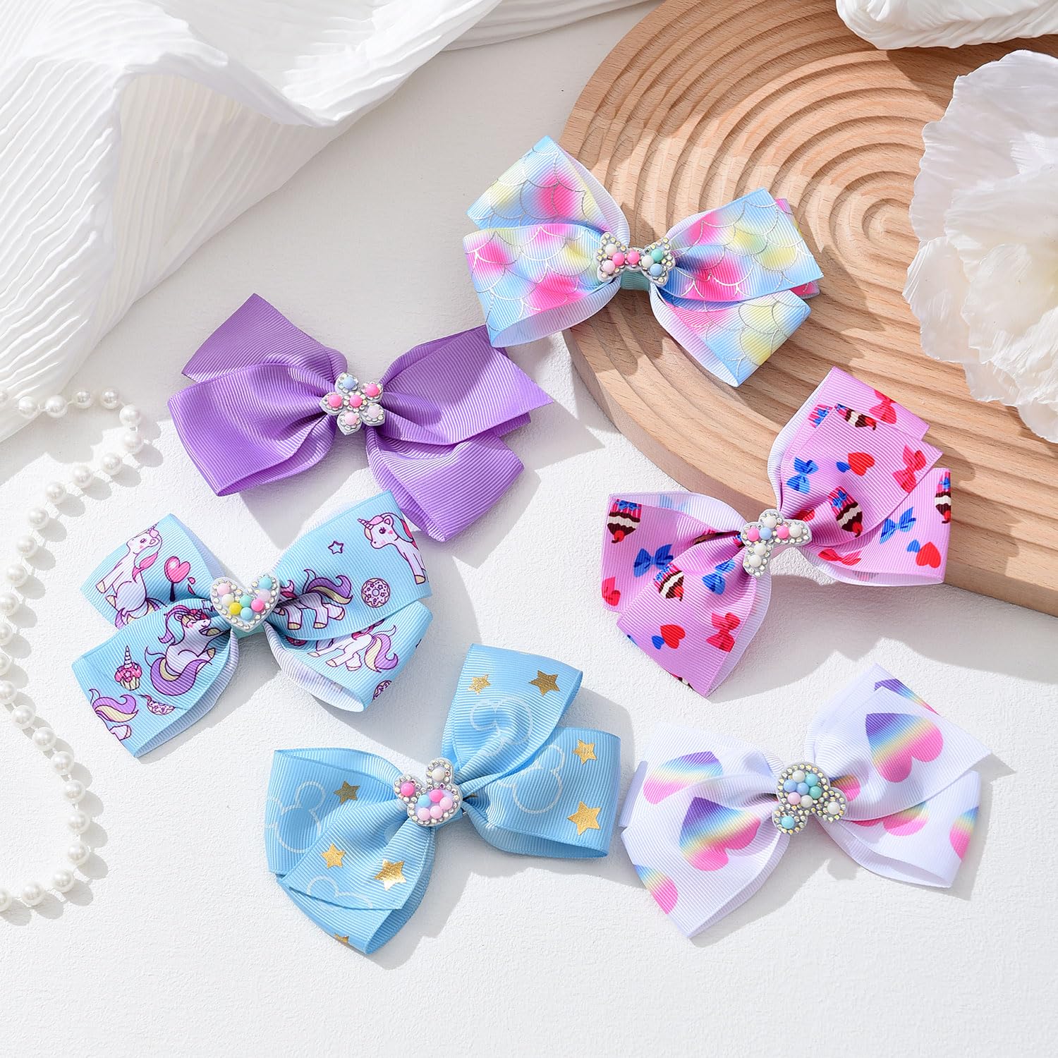 Dwenarry 5-inch pink grosgrain bow with secure alligator clip for ponytails.