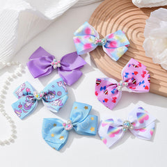 Dwenarry 5-inch pink grosgrain bow with secure alligator clip for ponytails.