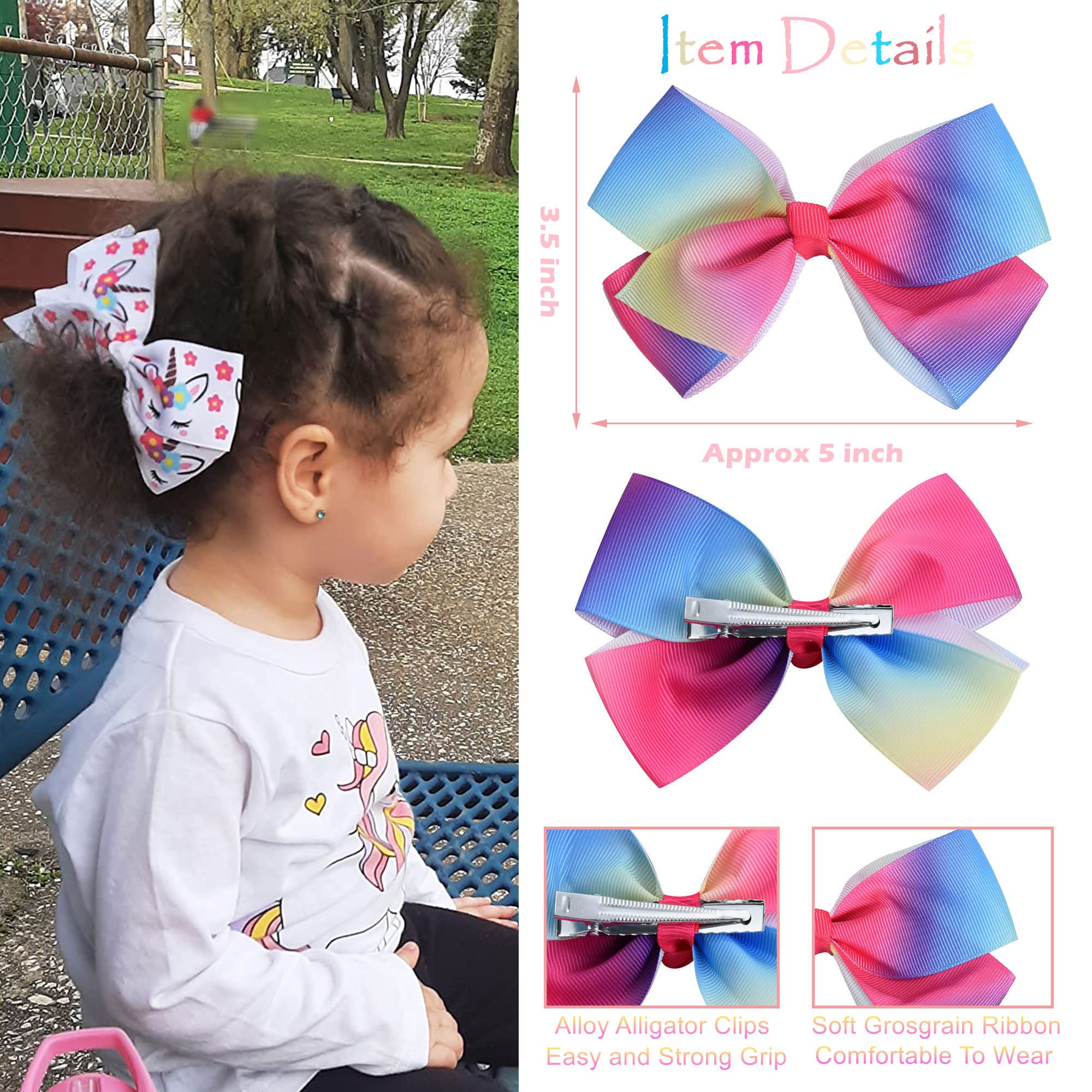 Dwenarry 5-inch bows ideal for ponytails and buns