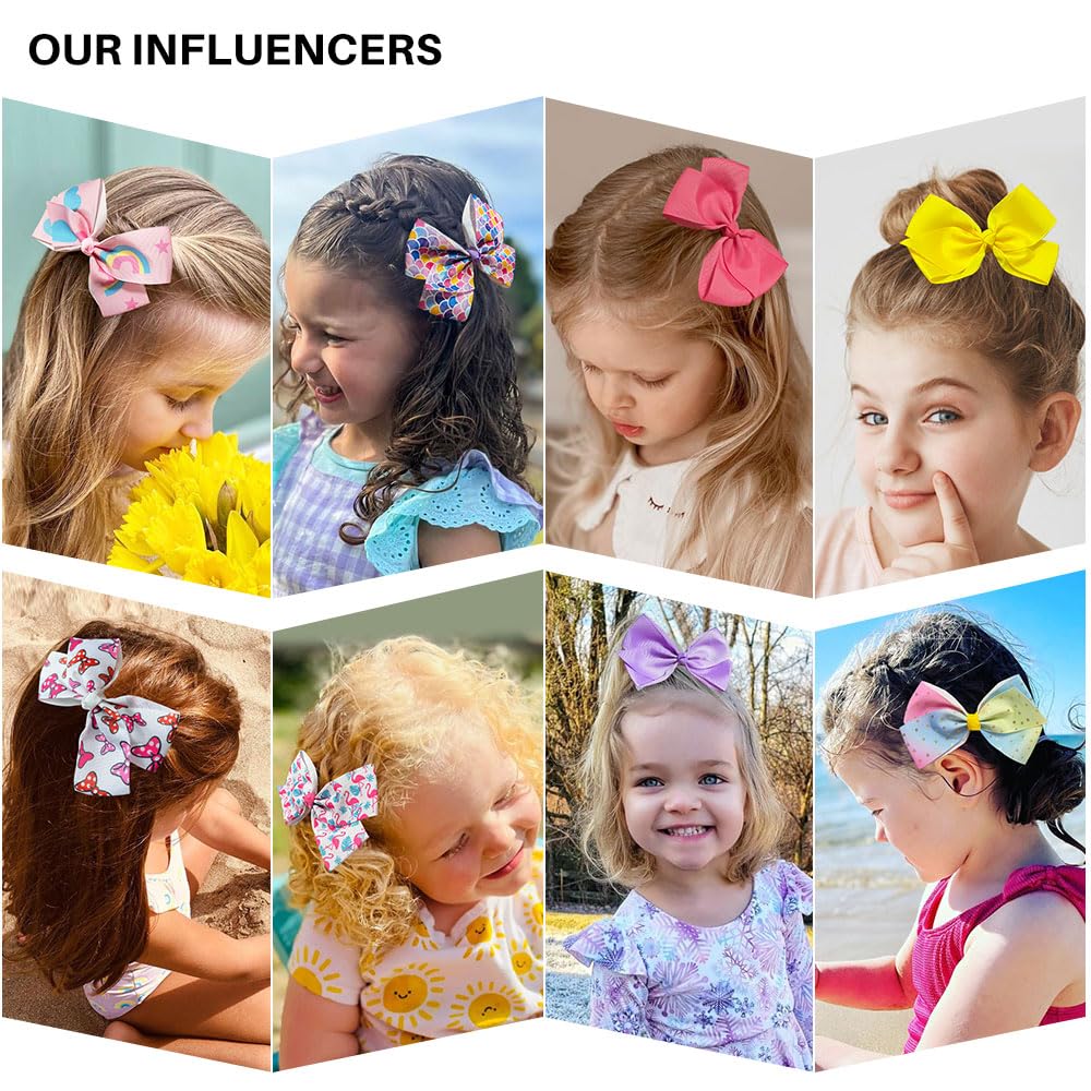 Dwenarry 5-inch heart print bow brightens hairstyles with secure clips