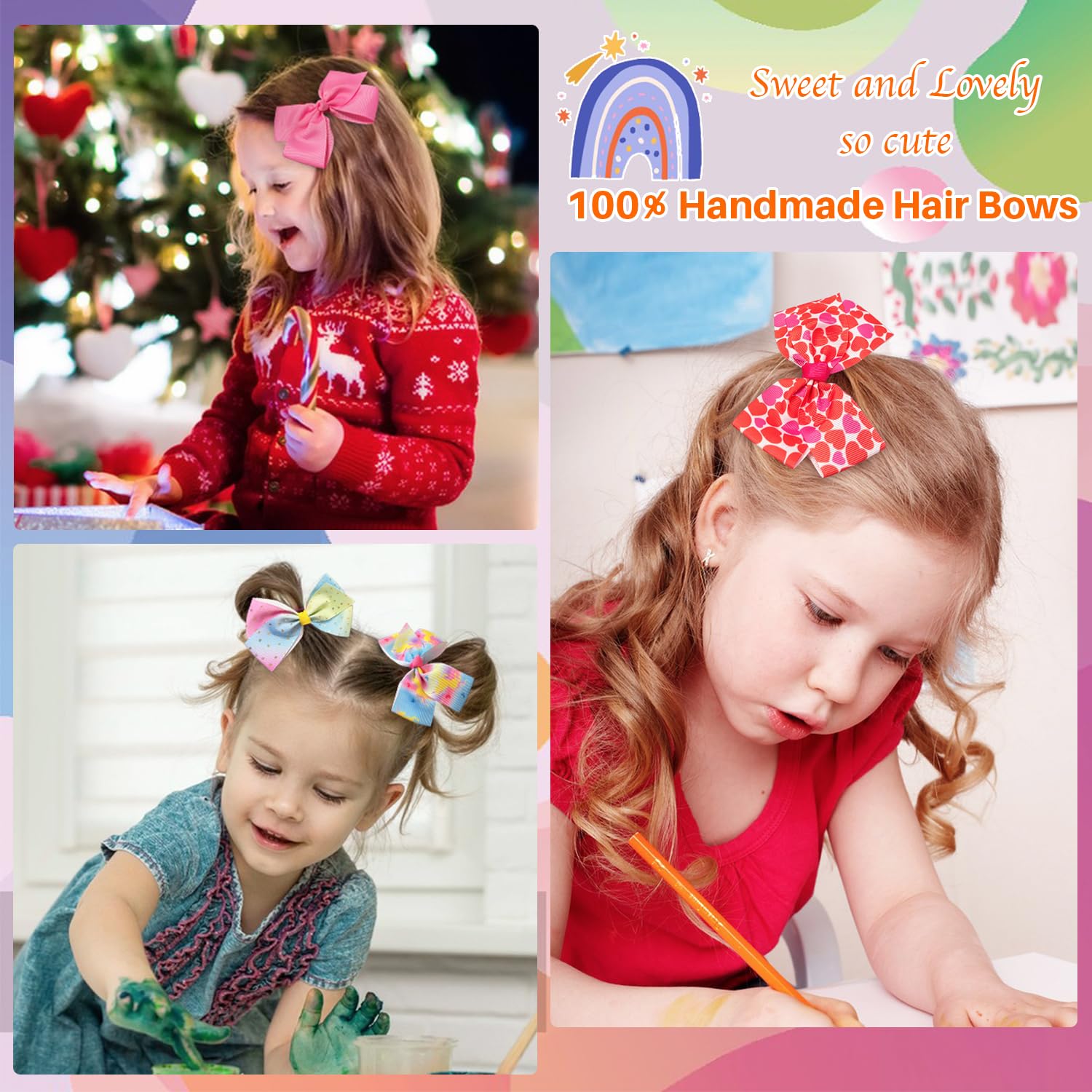 Dwenarry 5-inch solid purple bow complements diverse outfits