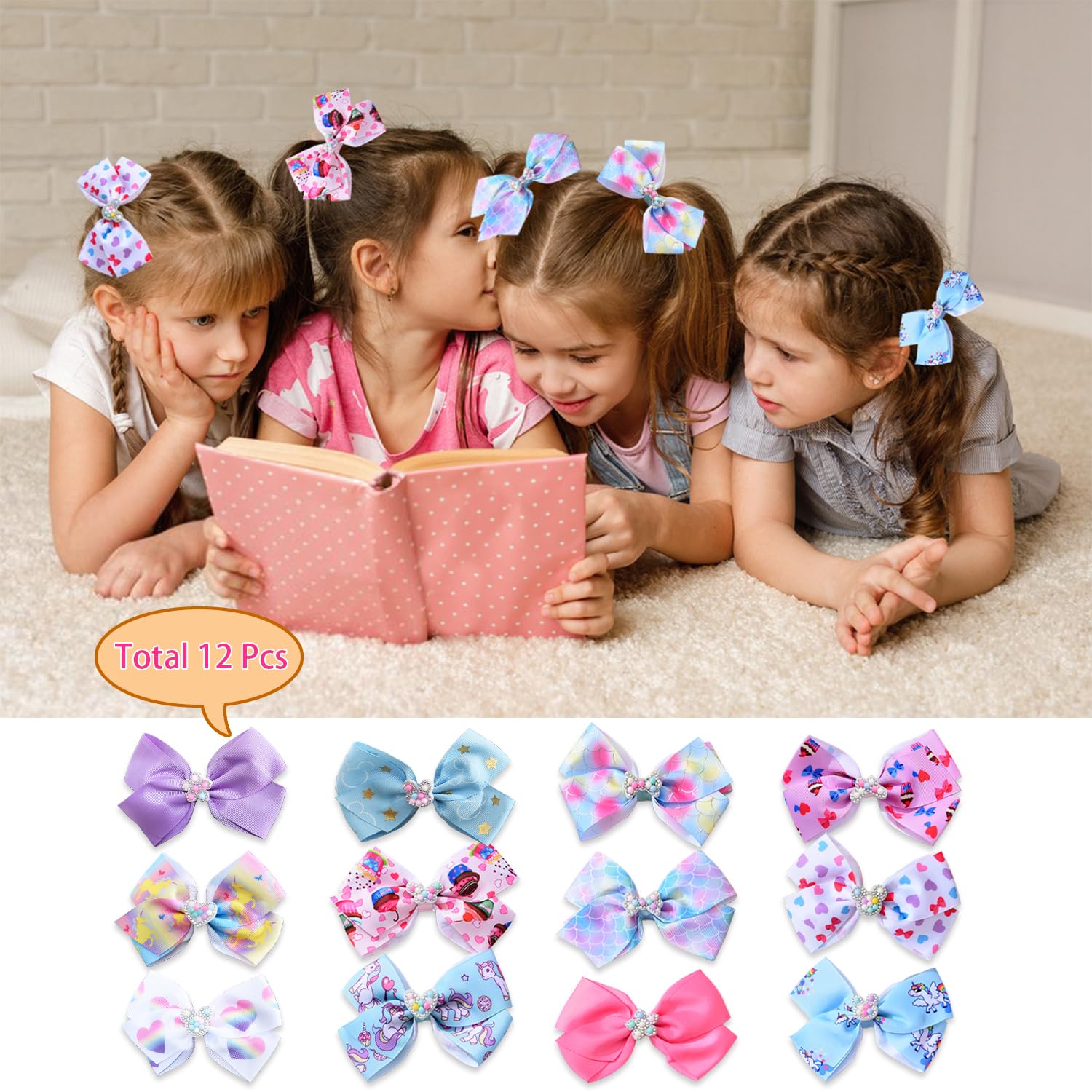Gift-ready Dwenarry 12-pack bow set for birthdays and back-to-school
