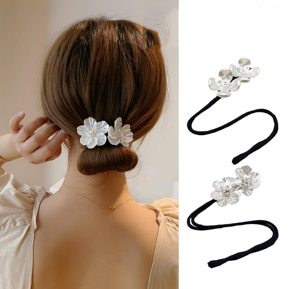 Dwuww elegant updo clip with shimmering petals for refined accessorizing