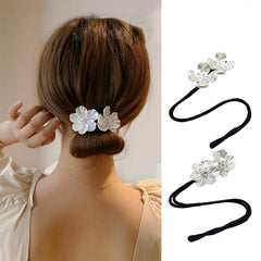 Dwuww elegant updo clip with shimmering petals for refined accessorizing