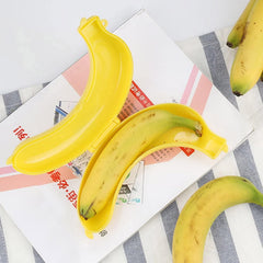 Dwuww yellow banana storage case open for quick banana access on trips.