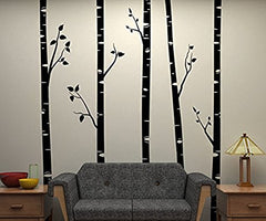 DXLING 244cm tall five white birch trees wall sticker enhances nursery ambiance