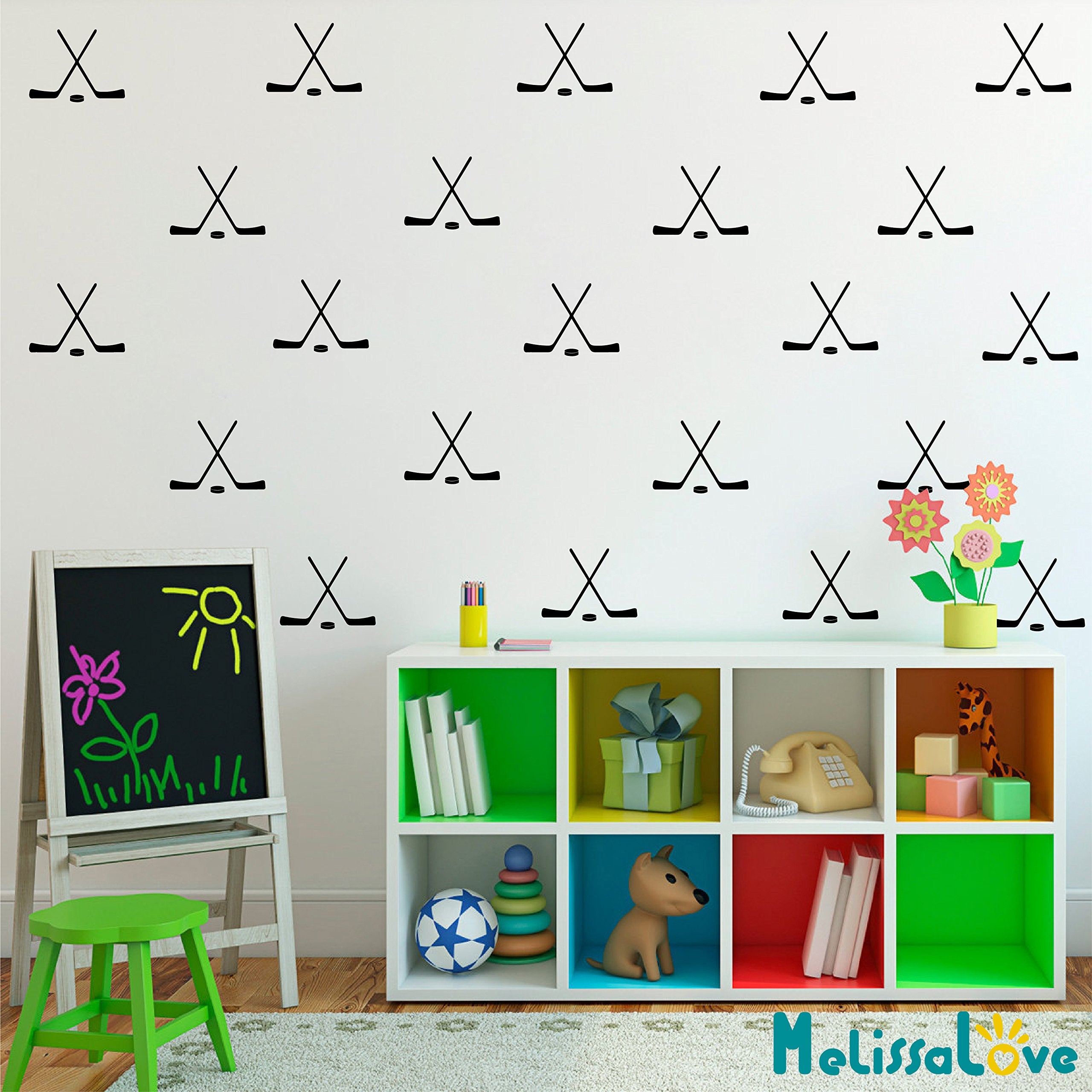 DXLING hockey cross sticks vinyl set for flexible room decor in kids’ spaces