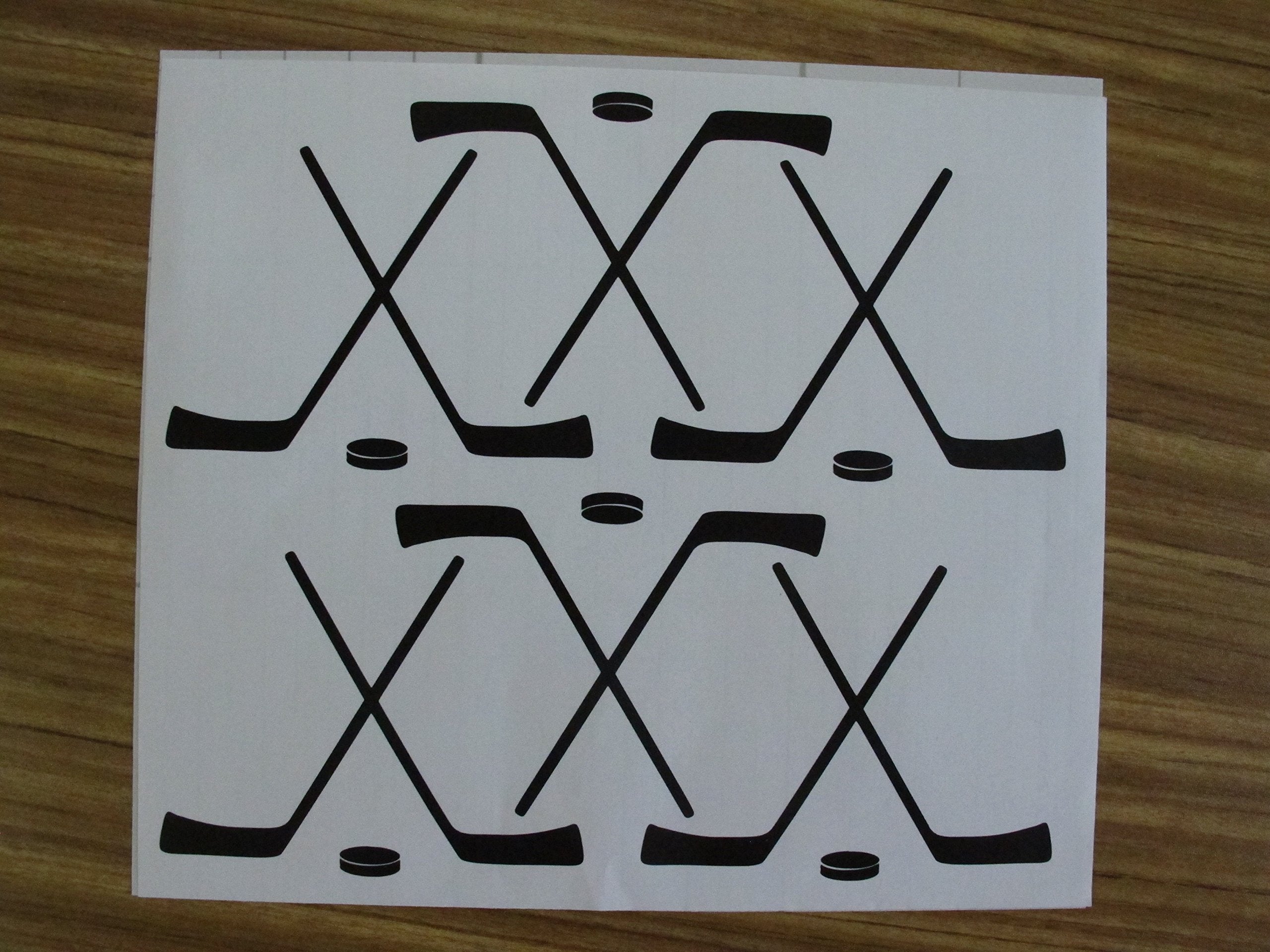 36-piece hockey cross sticks decal set for playful arrangements on furniture and doors