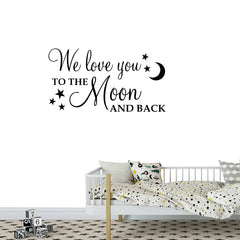 DXLING We Love You to the Moon and Back wall decal, 57x32, adds painted-look charm.