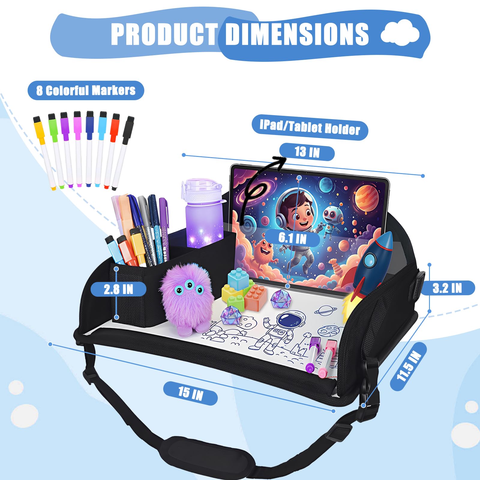 DxTing travel tray adjustable-shoulder-strap ensures comfortable transport
