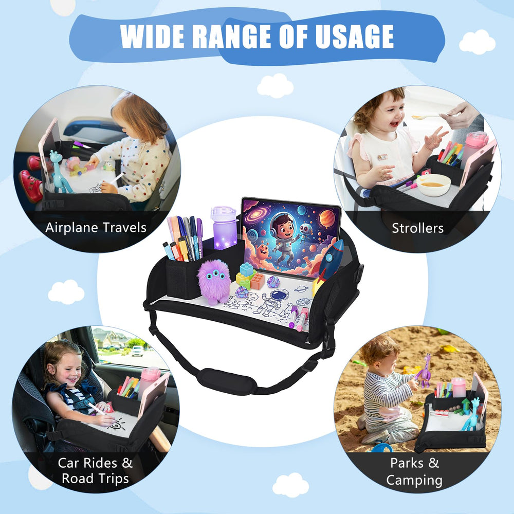 DxTing travel tray in folded form shows compact storage for on-the-go families
