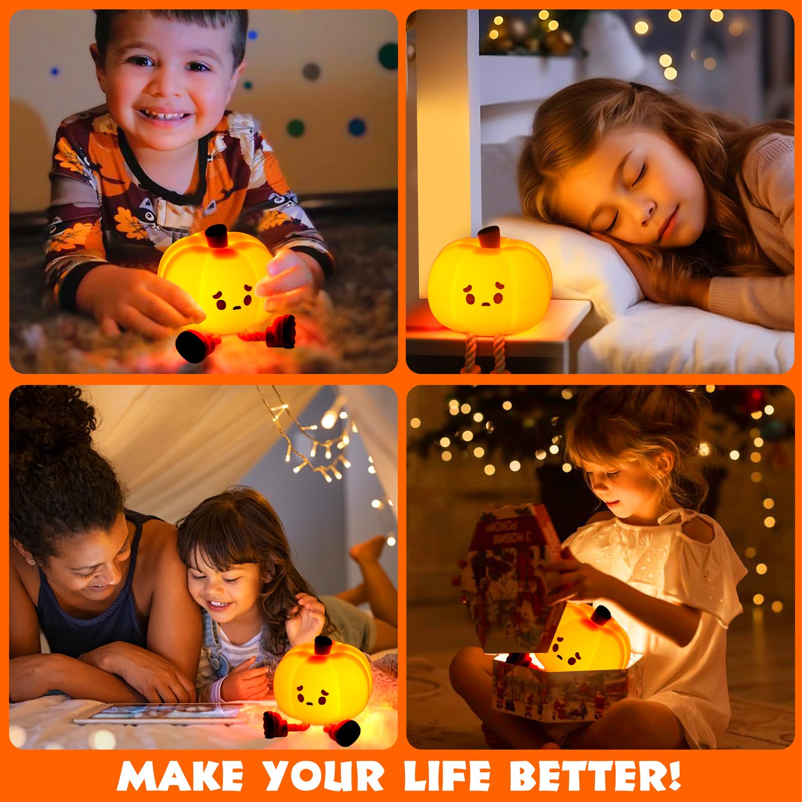 Halloween decor scene featuring the Dylviw Pumpkin Night Light for ambiance